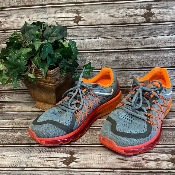 Nike AirMax Gray and Orange Running Shoe Mens Size 11 - Picture 2 of 9